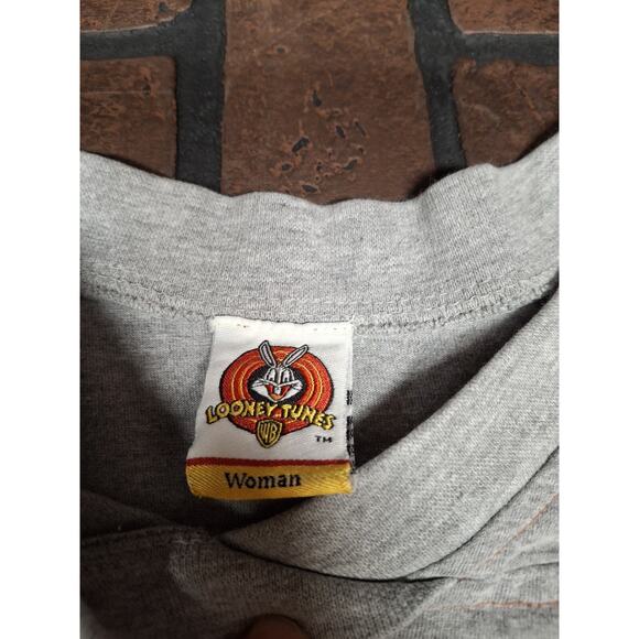 Vintage Looney Tunes Taz Genuine Sportswear Womens Long Sleeve Gray Shirt XL? - Picture 3 of 6
